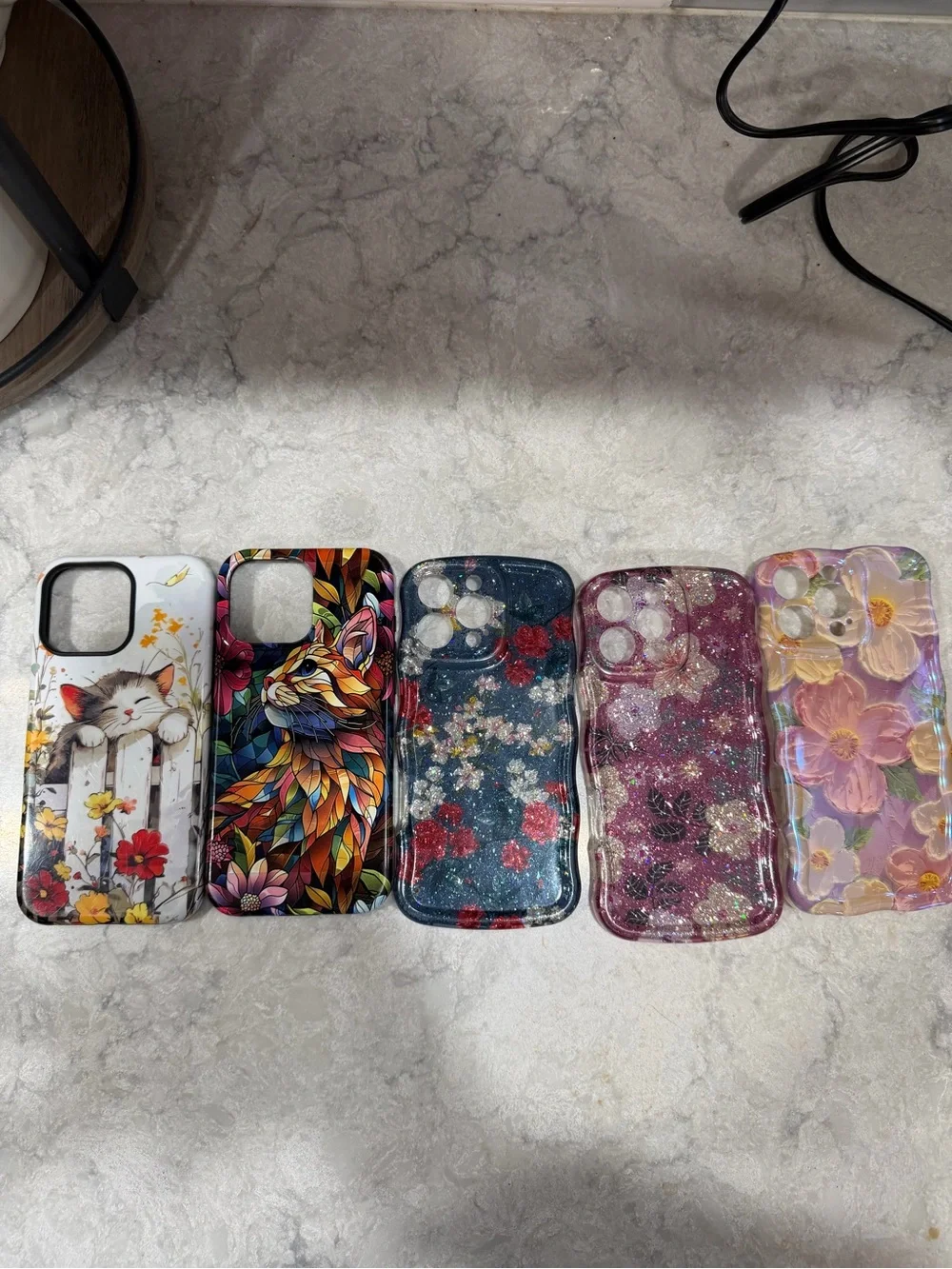 Decorative Floral & Animal Pattern Phone Case - Pink, Purple, Blue, Multicolor
